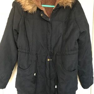 Fur lined parka jacket